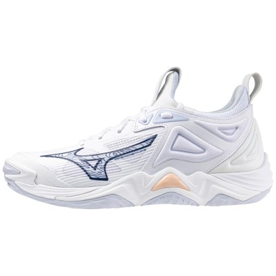 Zapatillas Para Voleibol Mizuno WAVE Momentum 3 Mujer - Blancos / Azul Marino / Naranjas Claro - Ch